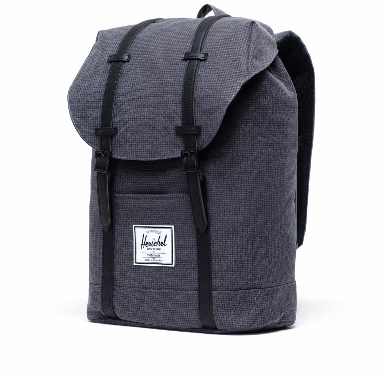 Rucksack Retreat einfarbig Volumen 18 Liter Shadow Grid, Farbe: anthrazit, Marke: Herschel, EAN: 0828432414970, Abmessungen in cm: 34x46x12, Bild 2 von 5