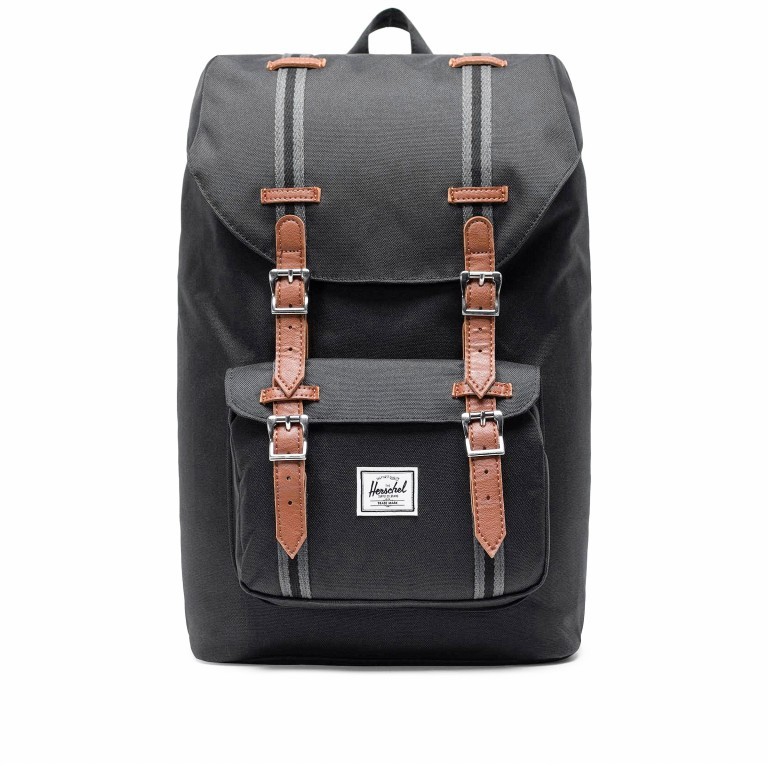 Rucksack Little America Größe 17 Liter Black Black Tan, Farbe: schwarz, Marke: Herschel, EAN: 0828432315710, Abmessungen in cm: 28x41x13, Bild 1 von 4