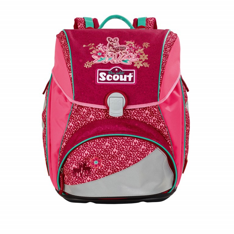 Schulranzen Alpha Set 4-teilig Fancy Forest, Farbe: rot/weinrot, Marke: Scout, Abmessungen in cm: 32x40x25, Bild 2 von 9
