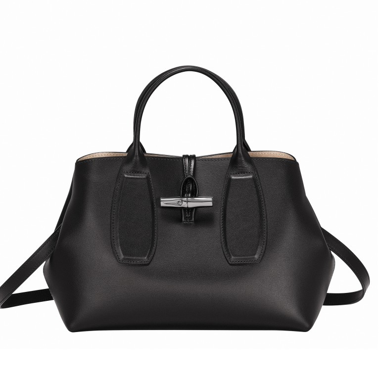 Handtasche Roseau Handtasche M Schwarz, Farbe: schwarz, Marke: Longchamp, EAN: 3597921944201, Abmessungen in cm: 30x23.5x12, Bild 1 von 4