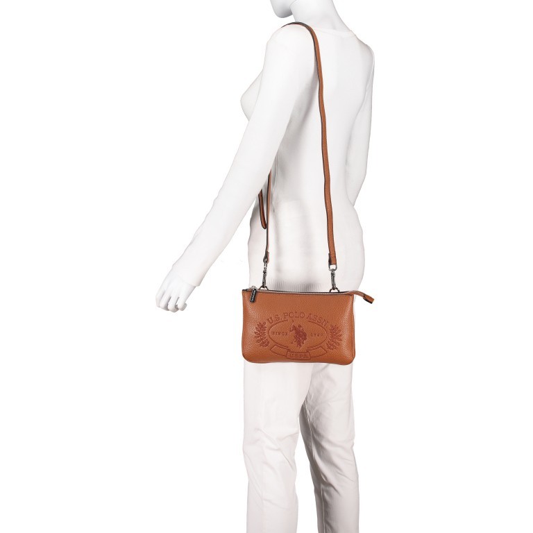 Umhängetasche Hailey Tan, Farbe: cognac, Marke: U.S. Polo Assn., EAN: 8052792837489, Abmessungen in cm: 25x16x2, Bild 4 von 7