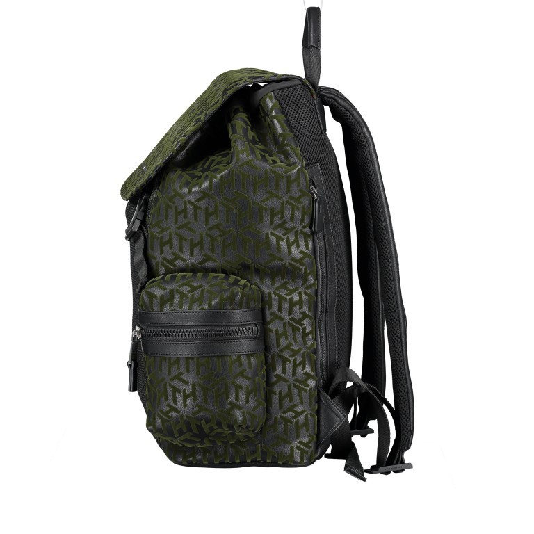Rucksack Established Highlight Flap Backpack Black Flocked Monogram, Farbe: schwarz, Marke: Tommy Hilfiger, EAN: 8720111769208, Bild 3 von 7