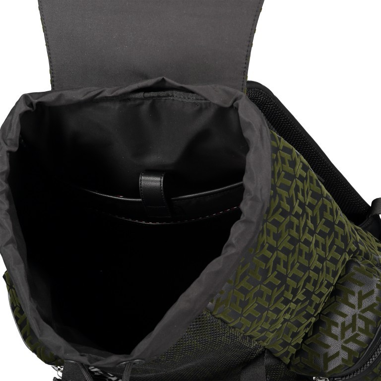 Rucksack Established Highlight Flap Backpack Black Flocked Monogram, Farbe: schwarz, Marke: Tommy Hilfiger, EAN: 8720111769208, Bild 6 von 7