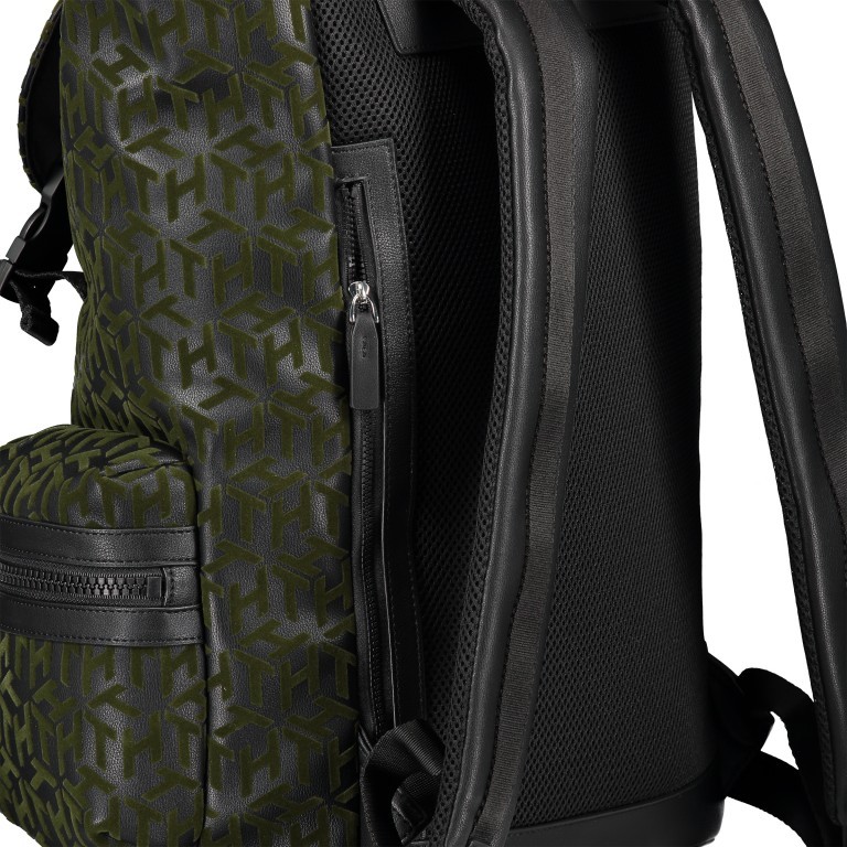 Rucksack Established Highlight Flap Backpack Black Flocked Monogram, Farbe: schwarz, Marke: Tommy Hilfiger, EAN: 8720111769208, Bild 7 von 7