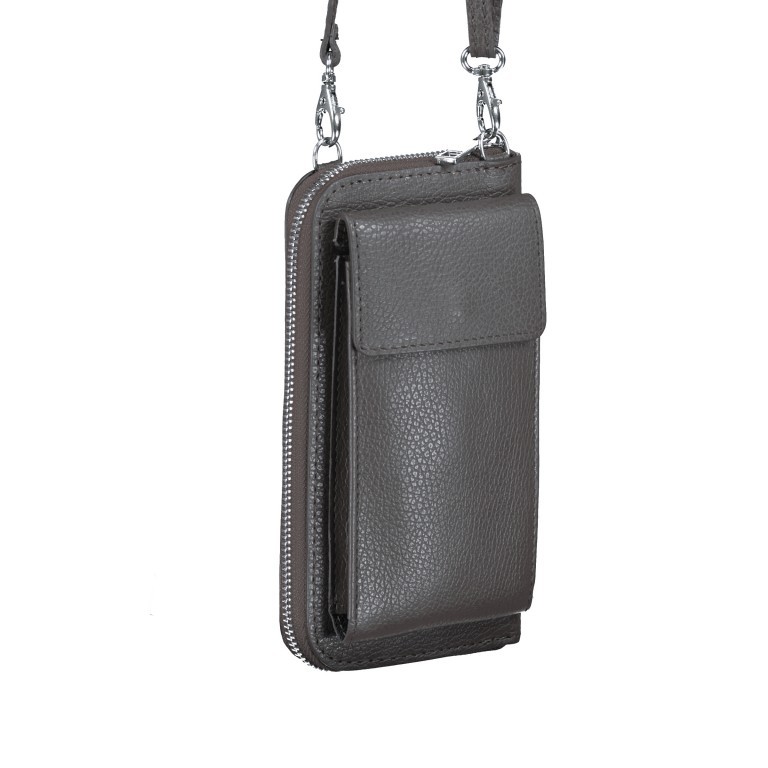 Handytasche Dollaro mit Schulterriemen Anthra, Farbe: grau, Marke: Hausfelder Manufaktur, EAN: 4065646002036, Abmessungen in cm: 11x20x4.5, Bild 2 von 6