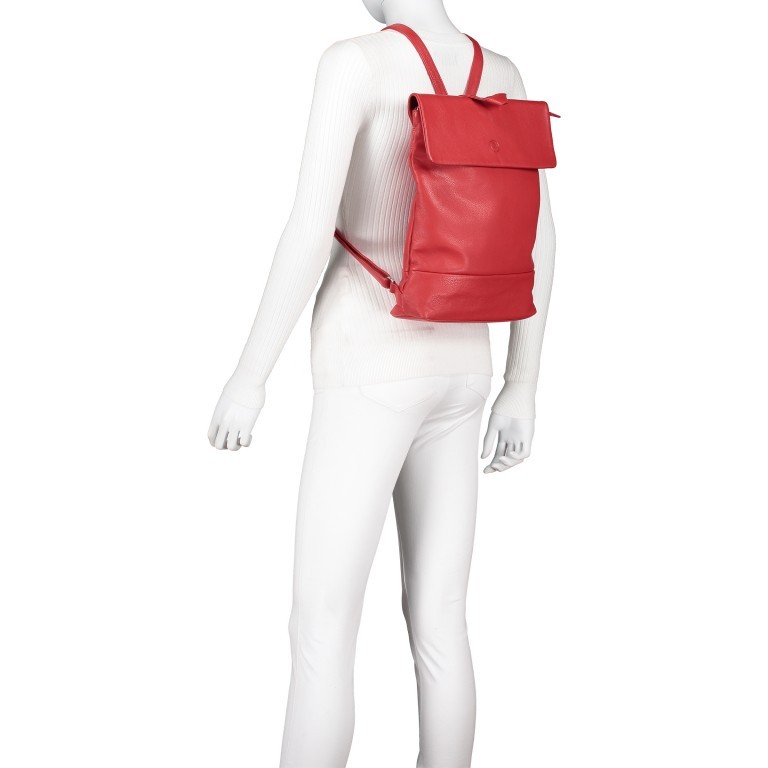 Rucksack Milano Rot, Farbe: rot/weinrot, Marke: Hausfelder Manufaktur, EAN: 4251672707858, Abmessungen in cm: 25x33x8, Bild 6 von 7