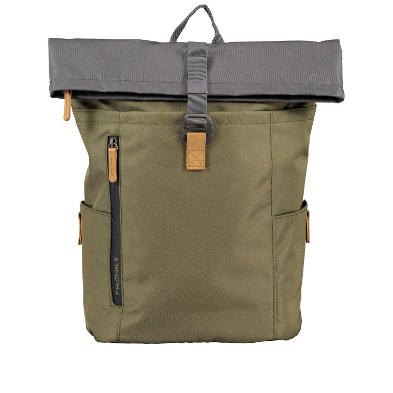 Rucksack RS49 mit Rolltop Olive Anthra, Farbe: grün/oliv, Marke: Franky, EAN: 4251672764042, Abmessungen in cm: 28x40x13, Bild 1 von 8