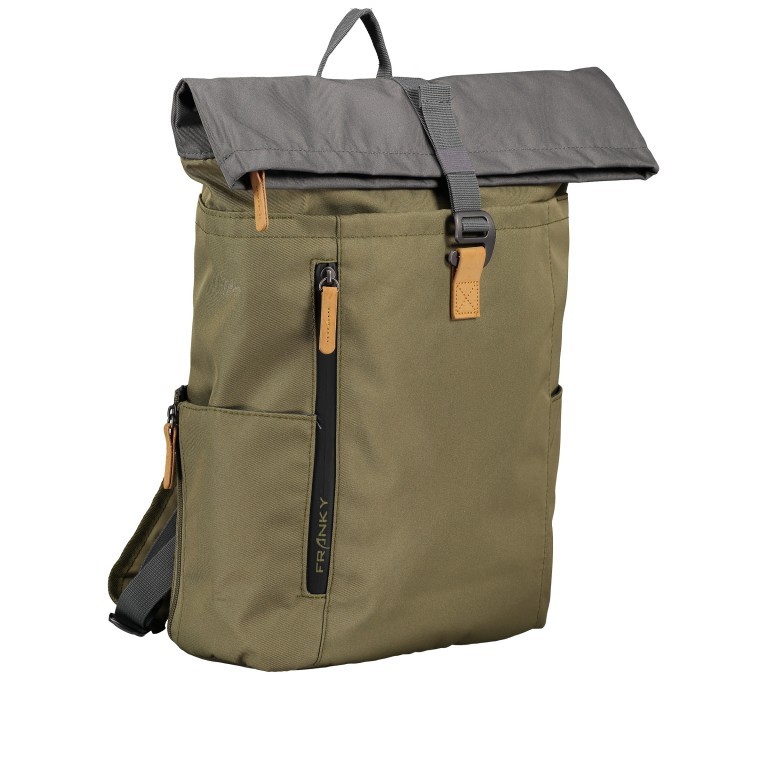 Rucksack RS49 mit Rolltop Olive Anthra, Farbe: grün/oliv, Marke: Franky, EAN: 4251672764042, Abmessungen in cm: 28x40x13, Bild 2 von 8