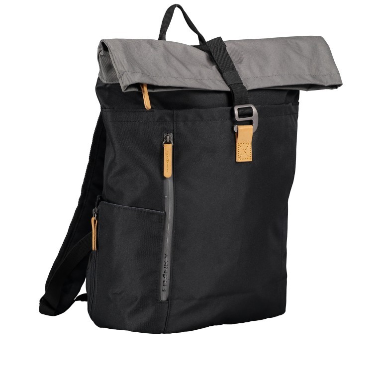 Rucksack RS49 mit Rolltop Black Anthra, Farbe: schwarz, Marke: Franky, EAN: 4251672764059, Abmessungen in cm: 28x40x13, Bild 2 von 8