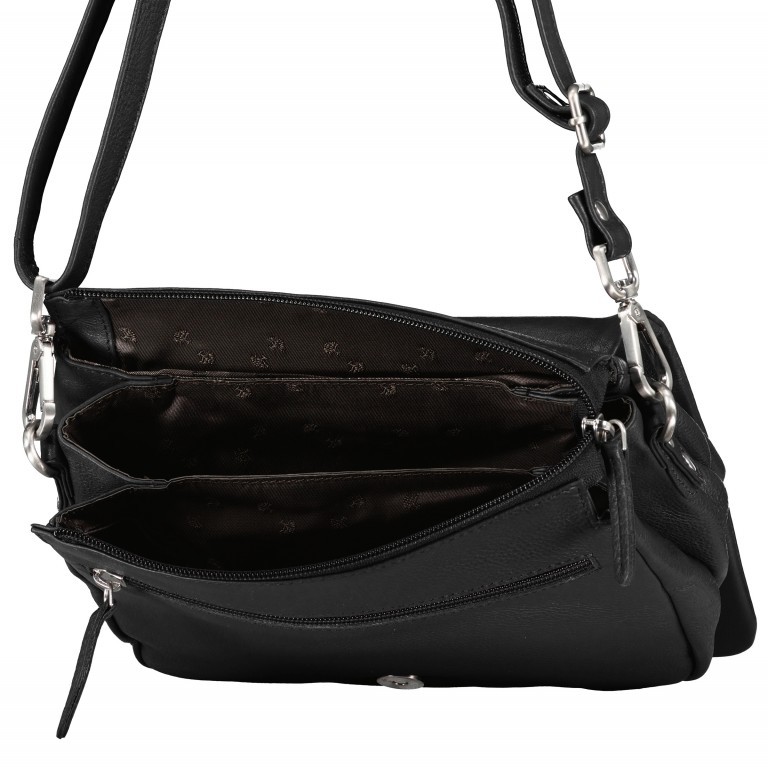 Umhängetasche Nappa Schwarz, Farbe: schwarz, Marke: Hausfelder Manufaktur, EAN: 4065646015340, Abmessungen in cm: 24x22x7.5, Bild 8 von 8