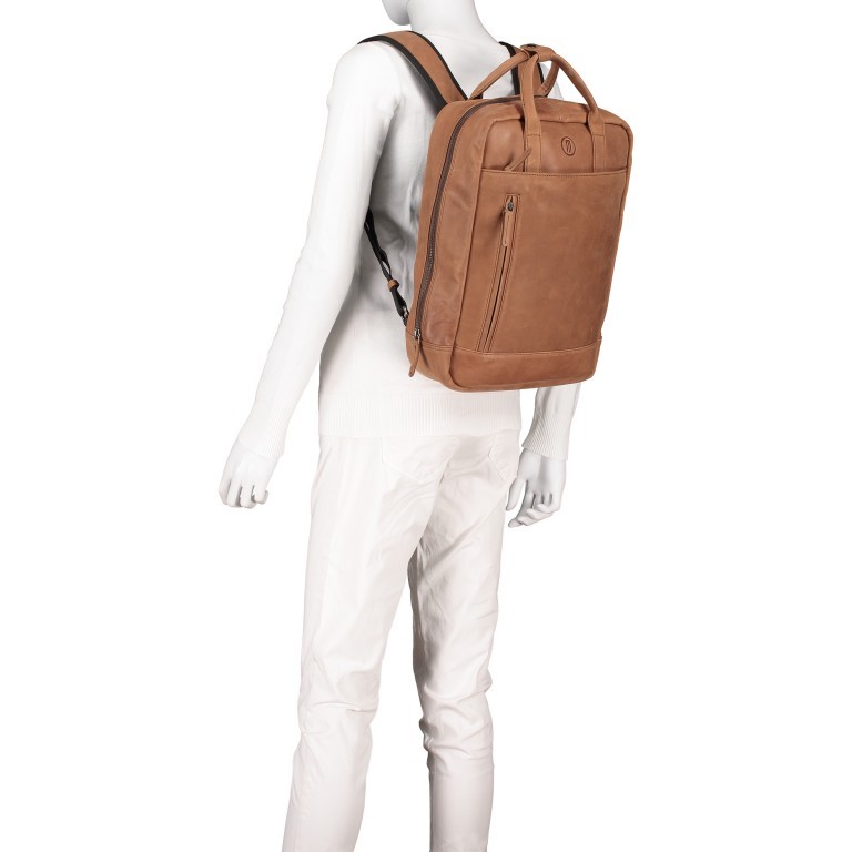 Rucksack Cognac, Farbe: cognac, Marke: Hausfelder Manufaktur, EAN: 4251672787812, Abmessungen in cm: 27.5x37x10, Bild 4 von 8