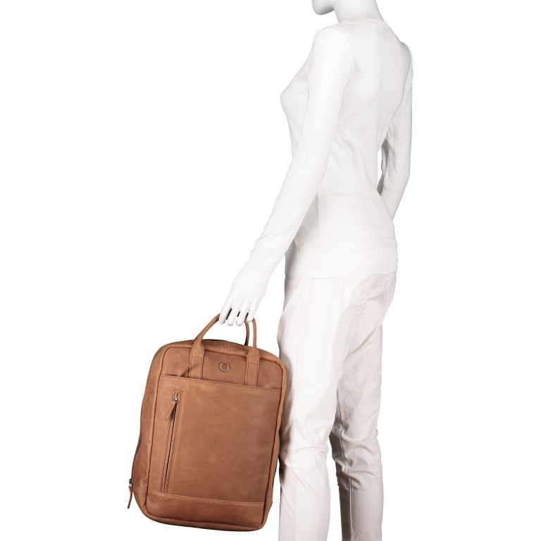 Rucksack Cognac, Farbe: cognac, Marke: Hausfelder Manufaktur, EAN: 4251672787812, Abmessungen in cm: 27.5x37x10, Bild 5 von 8