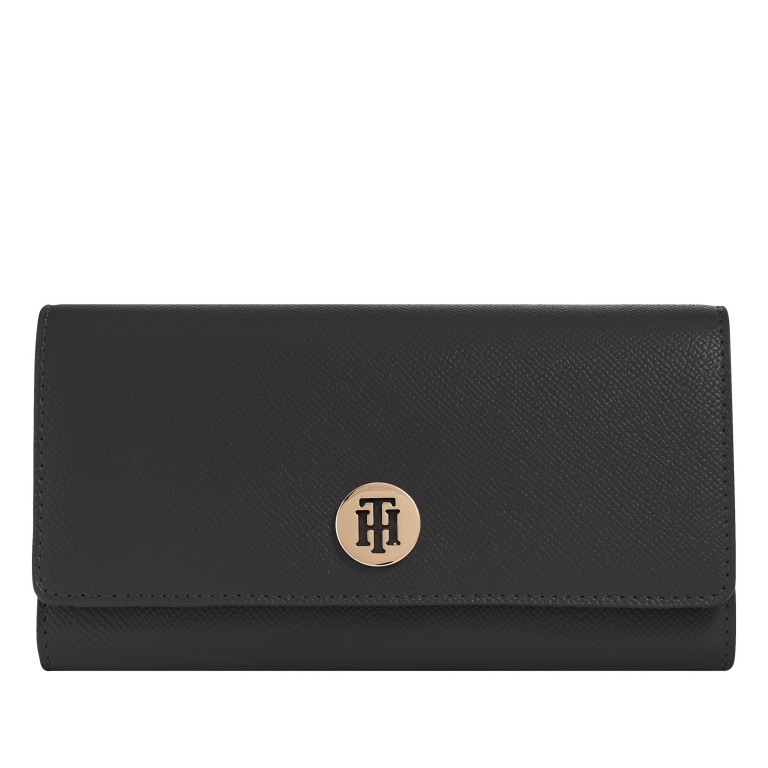 Geldbörse Honey Large Wallet with Flap Black, Farbe: schwarz, Marke: Tommy Hilfiger, EAN: 8720113703200, Abmessungen in cm: 19x10x3.5, Bild 1 von 2