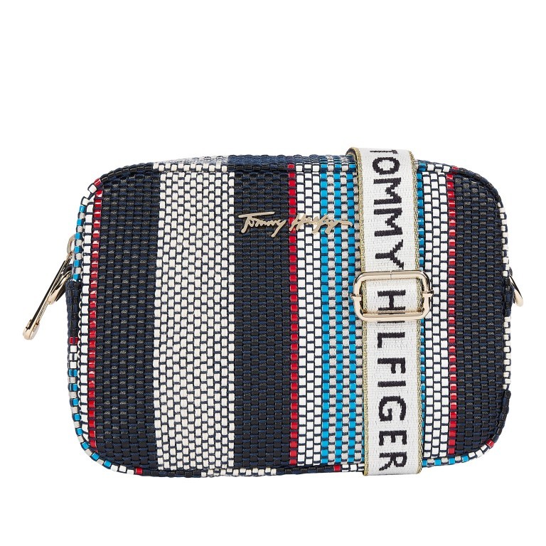 Umhängetasche Iconic Camera Bag Stripes Corporate Stripes, Farbe: blau/petrol, Marke: Tommy Hilfiger, EAN: 8720113711816, Abmessungen in cm: 21x15x7, Bild 1 von 2