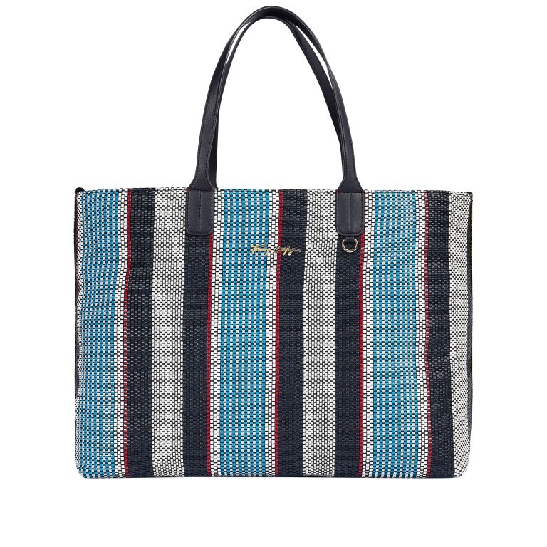 Shopper Iconic Tote Stripes Corporate Stripes, Farbe: blau/petrol, Marke: Tommy Hilfiger, EAN: 8720113703996, Abmessungen in cm: 43x32x14, Bild 1 von 2