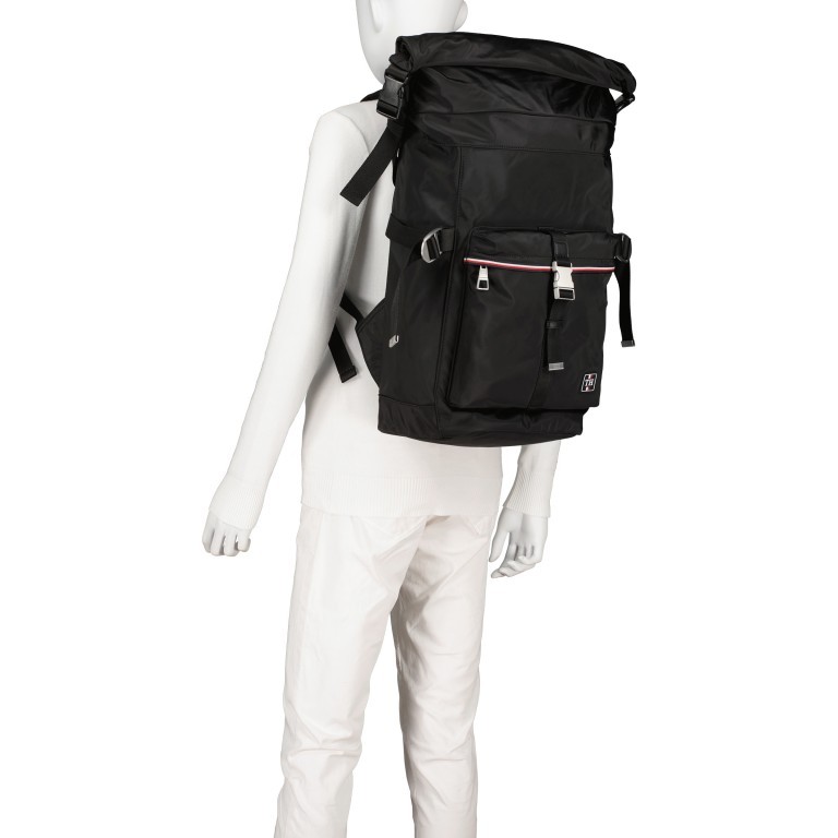Rucksack Urban Rolltop Backpack Black, Farbe: schwarz, Marke: Tommy Hilfiger, EAN: 8720113713001, Abmessungen in cm: 27x45x20, Bild 4 von 5