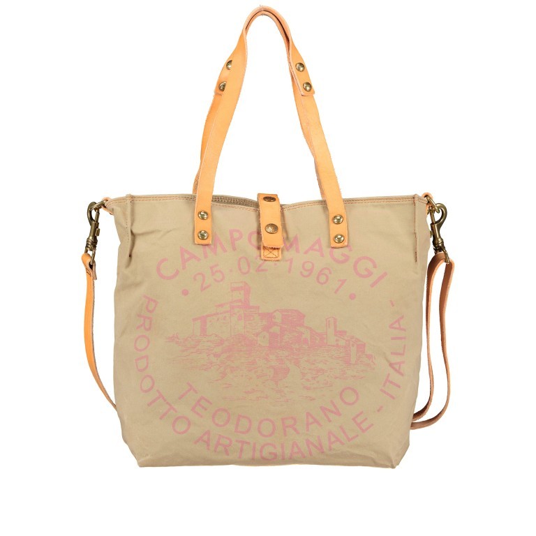 Shopper Canvas X009 Beige Stampa Mauve, Farbe: rosa/pink, Marke: Campomaggi, EAN: 8054302728386, Abmessungen in cm: 33x32x16, Bild 1 von 9