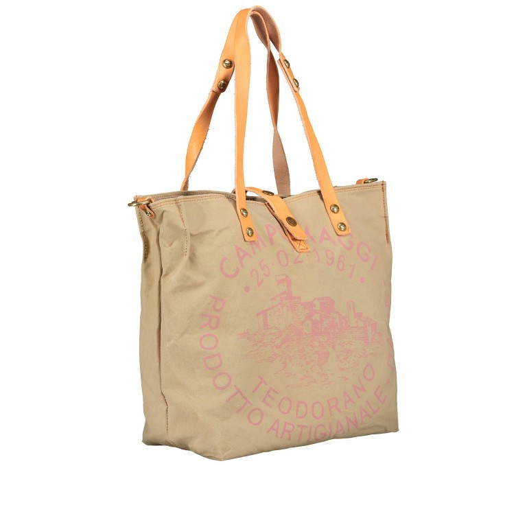 Shopper Canvas X009 Beige Stampa Mauve, Farbe: rosa/pink, Marke: Campomaggi, EAN: 8054302728386, Abmessungen in cm: 33x32x16, Bild 2 von 9