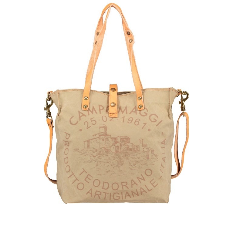 Shopper Canvas X009 Beige Stampa Sughero, Farbe: beige, Marke: Campomaggi, EAN: 8054302726092, Abmessungen in cm: 33x32x16, Bild 1 von 9