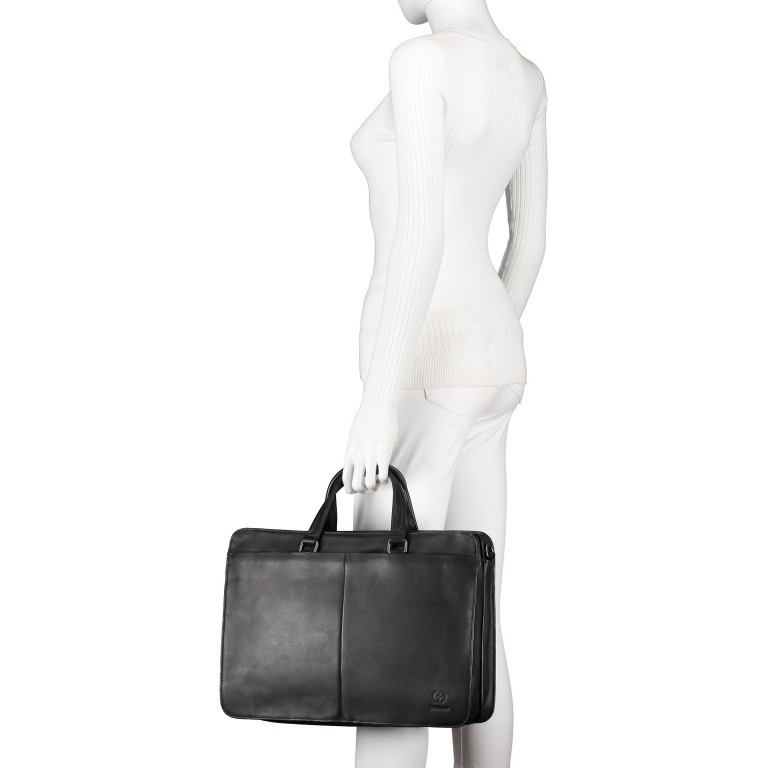 Aktentasche Bakerloo Briefbag MHZ Black, Farbe: schwarz, Marke: Strellson, EAN: 4053533851522, Abmessungen in cm: 39x28x13, Bild 4 von 11