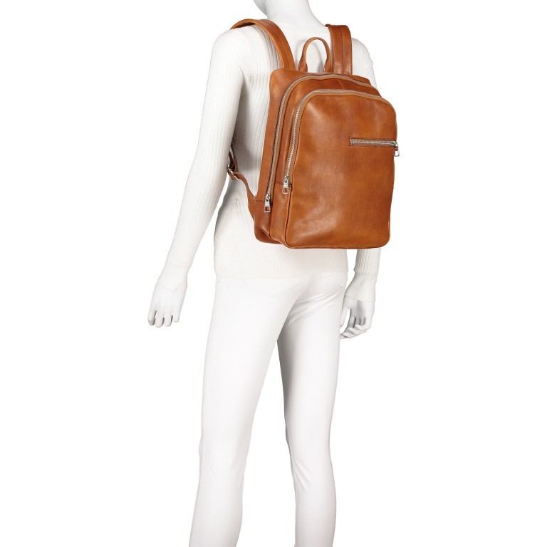 Rucksack Cognac, Farbe: cognac, Marke: Hausfelder Manufaktur, EAN: 4065646004832, Abmessungen in cm: 29x37x12, Bild 4 von 7