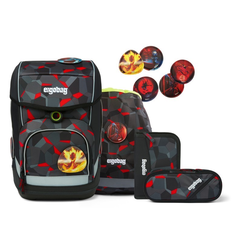 Schulranzen Cubo Set 5-teilig TaekBärdo, Farbe: anthrazit, Marke: Ergobag, EAN: 4057081077298, Abmessungen in cm: 25x40x20, Bild 1 von 7
