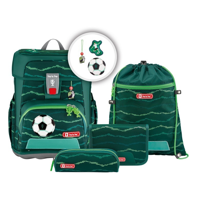 Schulranzen Cloud Set 5-teilig Soccer Star, Farbe: grün/oliv, Marke: Step by Step, EAN: 4047443438706, Abmessungen in cm: 28x37.5x20, Bild 1 von 14