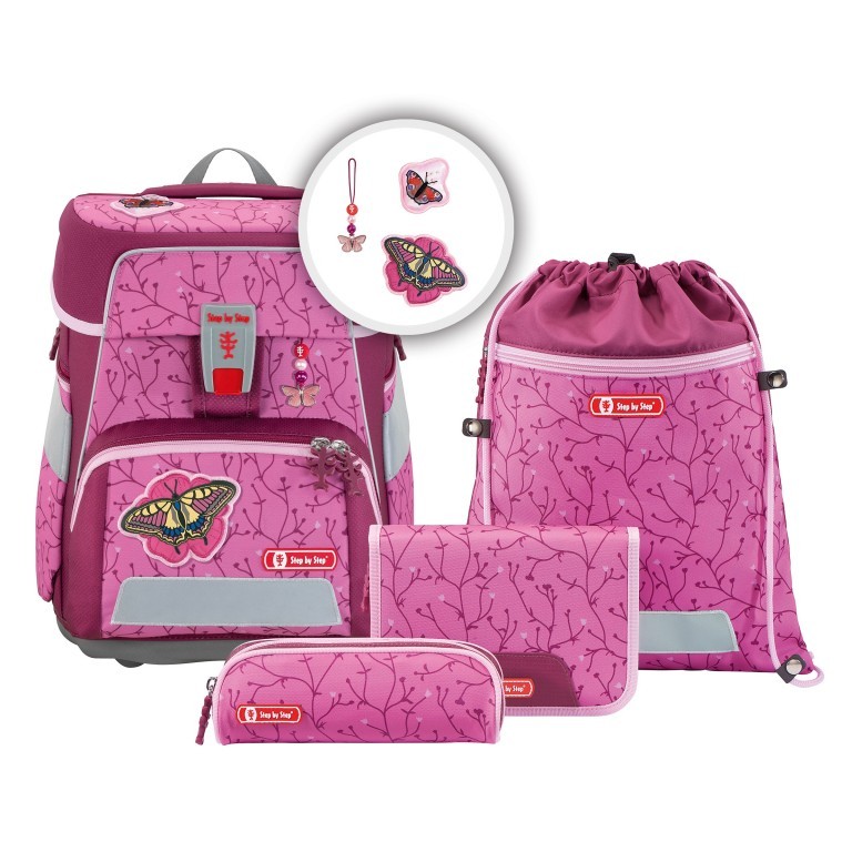 Schulranzen Space Set 5-teilig Butterfly Lina, Farbe: rosa/pink, Marke: Step by Step, EAN: 4047443438751, Abmessungen in cm: 28x37x20, Bild 1 von 7