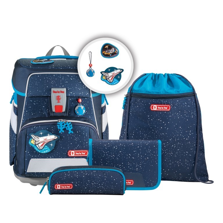 Schulranzen Space Set 5-teilig Sky Rocket, Farbe: blau/petrol, Marke: Step by Step, EAN: 4047443416834, Abmessungen in cm: 28x37x20, Bild 1 von 7