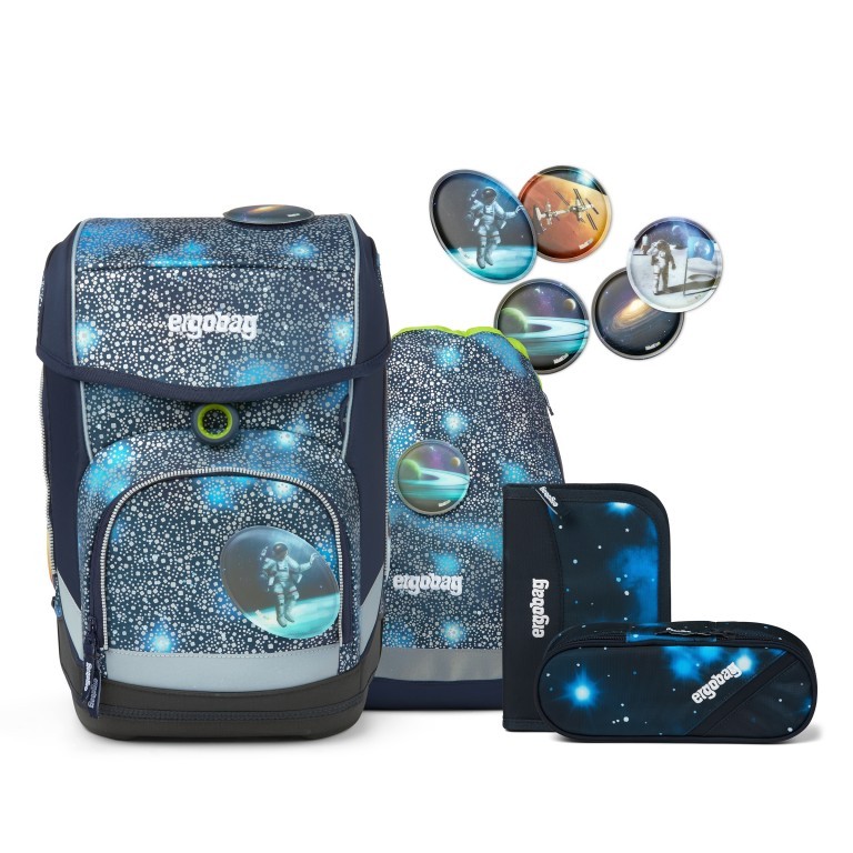 Schulranzen Cubo Limited Edition Set 5-teilig Bär Anhalter durch die Galaxis, Farbe: blau/petrol, Marke: Ergobag, EAN: 4057081077458, Abmessungen in cm: 25x40x25, Bild 1 von 10