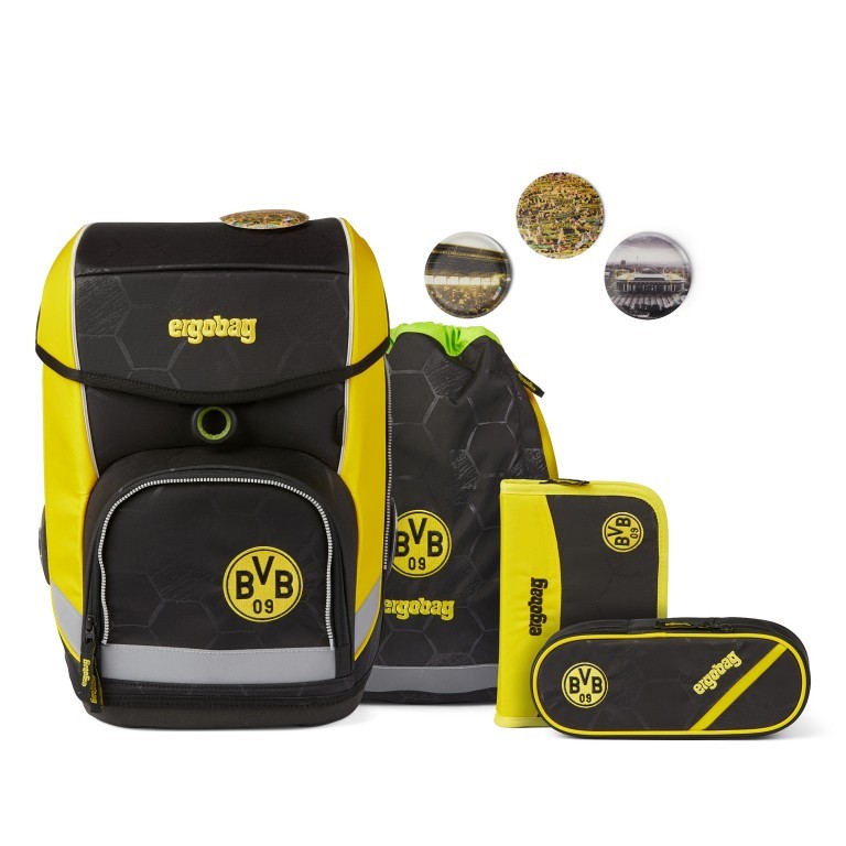 Schulranzen Cubo Limited Edition Set 5-teilig Borussia Dortmund, Farbe: gelb, Marke: Ergobag, EAN: 4057081077465, Abmessungen in cm: 25x40x25, Bild 1 von 7