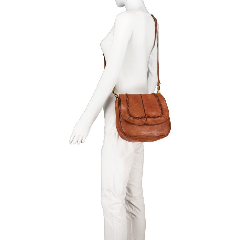 Satteltasche mit Overlock Cognac, Farbe: cognac, Marke: Campomaggi, EAN: 8054302708982, Abmessungen in cm: 26x24x9, Bild 7 von 9