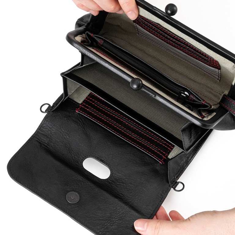 Umhängetasche / Clutch Grandma's Luxury Club Mrs. Whoopie Pie mit Knipsverschluss Black Smoke, Farbe: schwarz, Marke: Aunts & Uncles, EAN: 4250394966444, Abmessungen in cm: 22x14x4, Bild 6 von 6