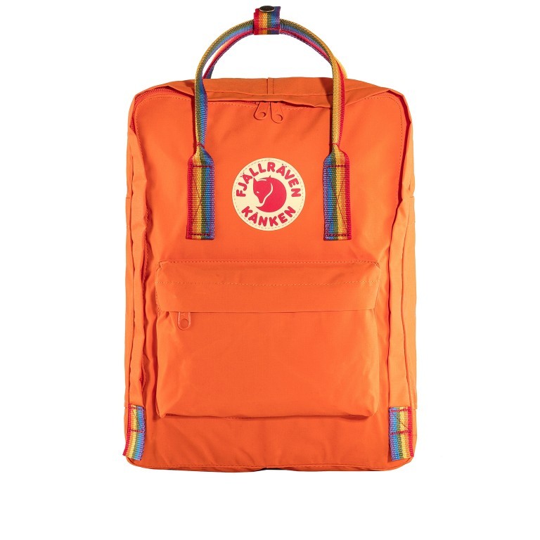 Rucksack Kånken Rainbow Burnt Orange Rainbow Pattern, Farbe: orange, Marke: Fjällräven, EAN: 7323450597931, Abmessungen in cm: 27x38x13, Bild 1 von 11