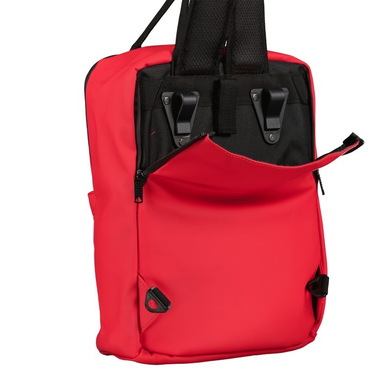 Fahrradtasche Rucksack mit Gepäckträgerbefestigung Rot, Farbe: rot/weinrot, Marke: Blackbeat, EAN: 8720088707142, Abmessungen in cm: 26x35x10, Bild 6 von 10