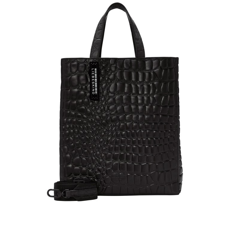 Tasche Paper Bag Tote M Kroko Black, Farbe: schwarz, Marke: Liebeskind Berlin, EAN: 4064657290661, Abmessungen in cm: 29x35x14.5, Bild 1 von 8