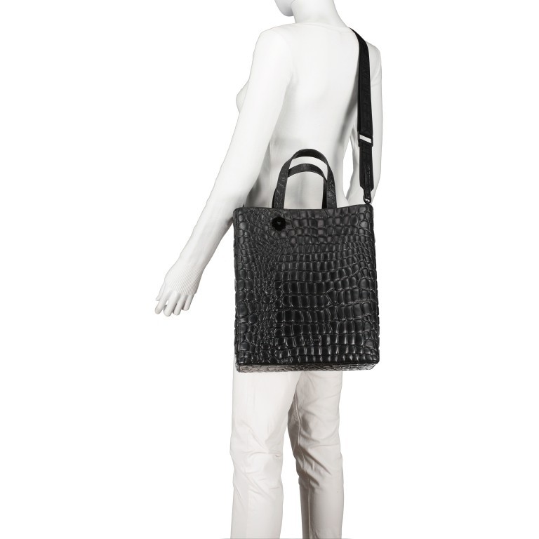 Tasche Paper Bag Tote M Kroko Black, Farbe: schwarz, Marke: Liebeskind Berlin, EAN: 4064657290661, Abmessungen in cm: 29x35x14.5, Bild 5 von 8