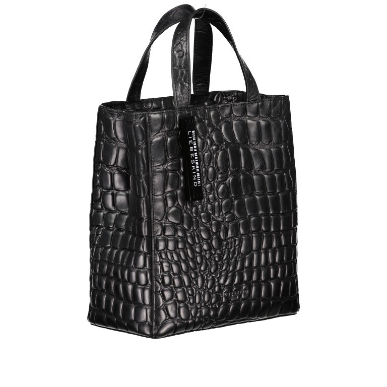 Tasche Paper Bag Tote S Kroko Black, Farbe: schwarz, Marke: Liebeskind Berlin, EAN: 4064657290678, Abmessungen in cm: 22x25x12, Bild 2 von 10