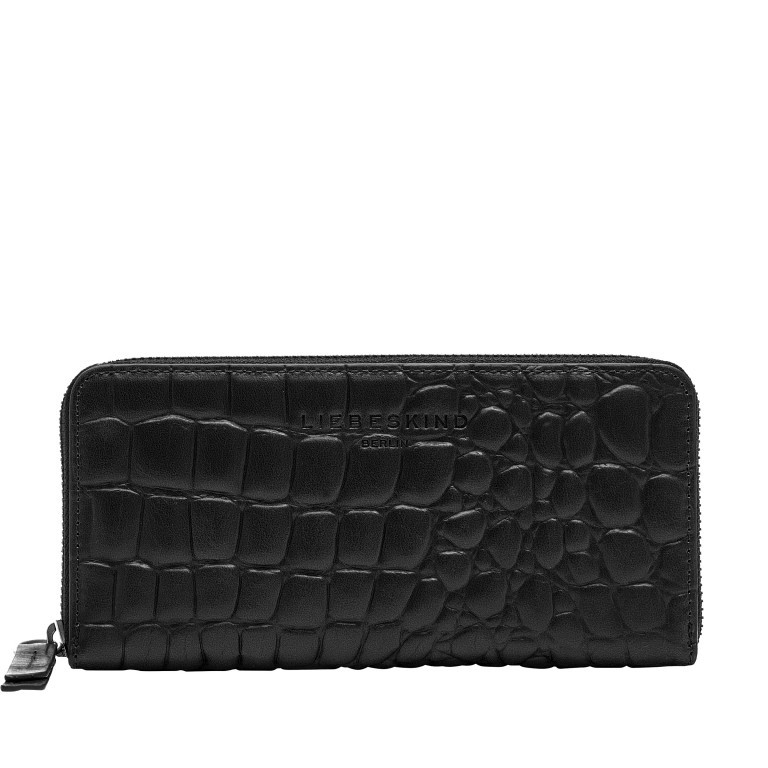 Geldbörse Basic Gigi Wallet Kroko Black, Farbe: schwarz, Marke: Liebeskind Berlin, EAN: 4064657290708, Abmessungen in cm: 19x9.5x2.5, Bild 1 von 4