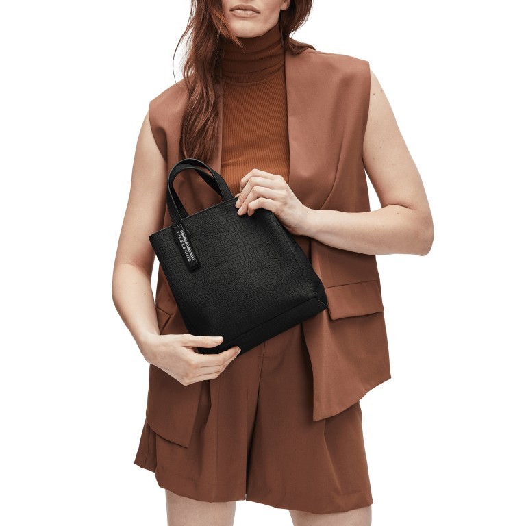 Tasche Paper Bag Tote S Suede Lizard Black, Farbe: schwarz, Marke: Liebeskind Berlin, EAN: 4064657104074, Abmessungen in cm: 22x25x12, Bild 3 von 5