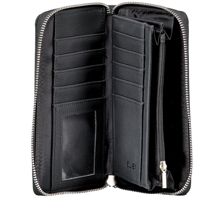 Geldbörse Mademoiselle Wallet MW2 Nubuk Black, Farbe: anthrazit, Marke: Zwei, EAN: 4250257917385, Abmessungen in cm: 19.5x10x3, Bild 4 von 5
