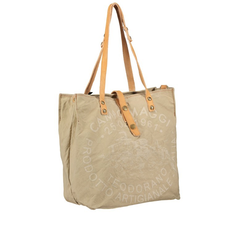 Shopper Canvas X009 Beige Stampa Panna, Farbe: weiß, Marke: Campomaggi, EAN: 8054302726108, Abmessungen in cm: 33x32x16, Bild 2 von 9