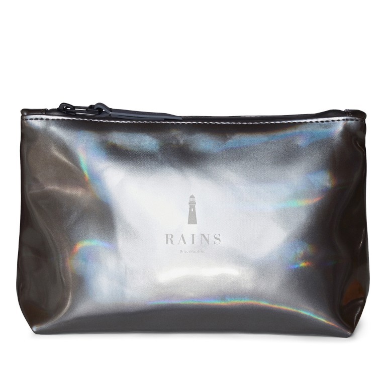 Kosmetiktasche Cosmetic Bag Holographic Steel, Farbe: metallic, Marke: Rains, EAN: 5711747481872, Abmessungen in cm: 20.5x13.5x6.5, Bild 1 von 3