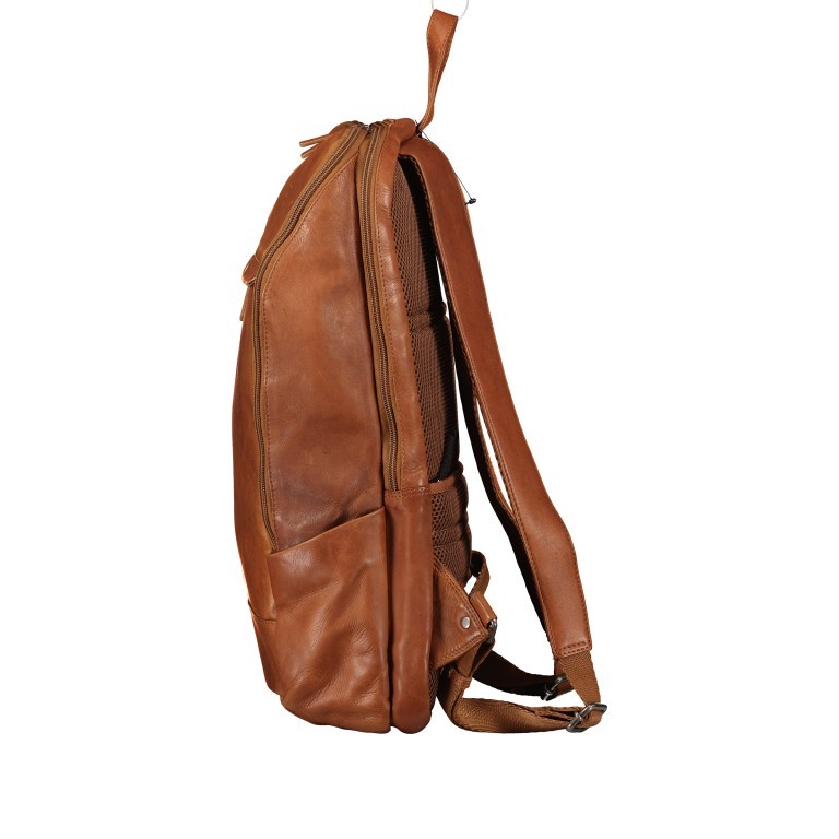 Rucksack mit Laptopfach 15 Zoll Dark Cognac, Farbe: cognac, Marke: Hausfelder Manufaktur, EAN: 4065646004979, Abmessungen in cm: 30x44x13, Bild 3 von 9