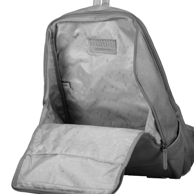 Rucksack Nappa mit Laptopfach 15 Zoll Schwarz, Farbe: schwarz, Marke: Hausfelder Manufaktur, EAN: 4251672798962, Abmessungen in cm: 30x44x13, Bild 8 von 10