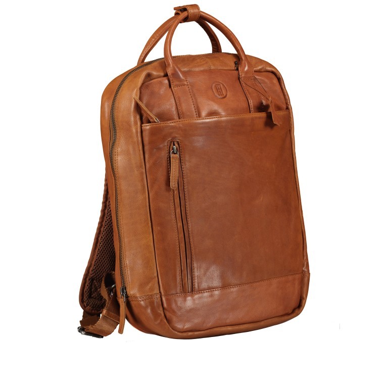 Rucksack mit Laptopfach 13 Zoll Cognac, Farbe: cognac, Marke: Hausfelder Manufaktur, EAN: 4065646004986, Abmessungen in cm: 27.5x37x10, Bild 2 von 8