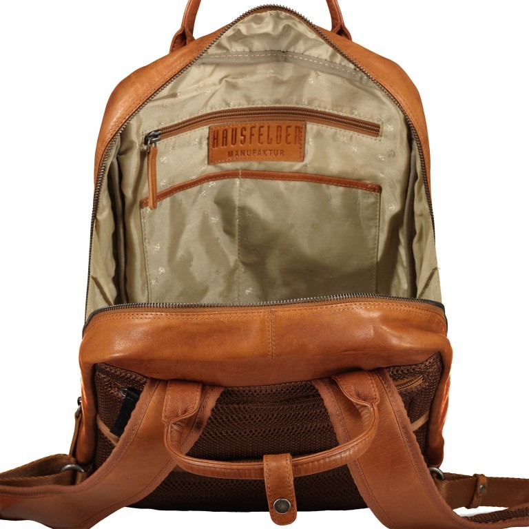 Rucksack mit Laptopfach 13 Zoll Cognac, Farbe: cognac, Marke: Hausfelder Manufaktur, EAN: 4065646004986, Abmessungen in cm: 27.5x37x10, Bild 7 von 8