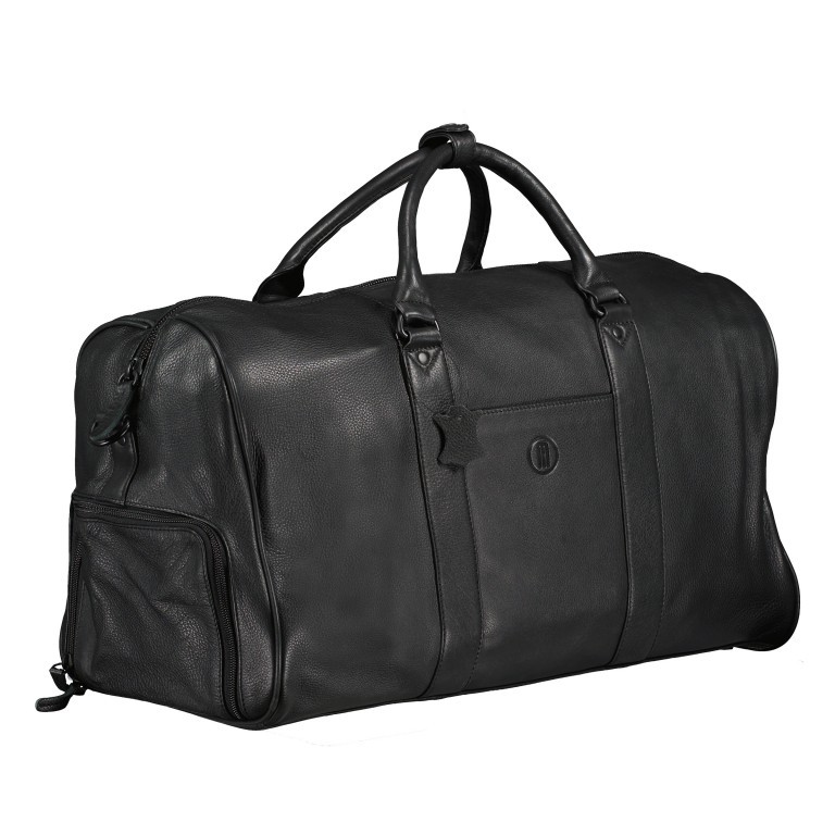 Reisetasche Schwarz, Farbe: schwarz, Marke: Hausfelder Manufaktur, EAN: 4251885901265, Abmessungen in cm: 48x27x18.5, Bild 2 von 8