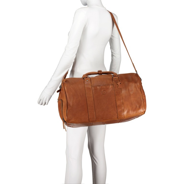 Reisetasche Cognac, Farbe: cognac, Marke: Hausfelder Manufaktur, EAN: 4065646005006, Abmessungen in cm: 48x27x18.5, Bild 5 von 8