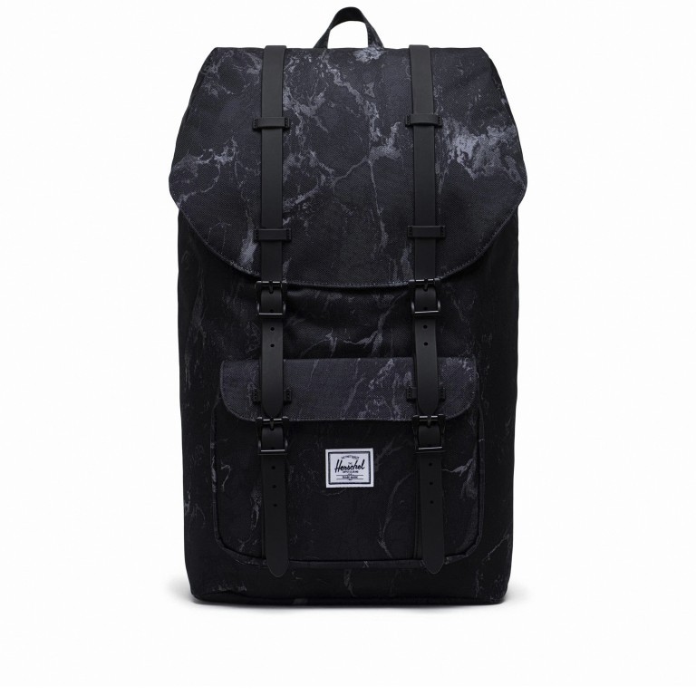 Rucksack Little America Rubber Straps Volumen 23 Liter Black Marble, Farbe: schwarz, Marke: Herschel, EAN: 0828432503803, Abmessungen in cm: 28x50x17, Bild 1 von 4